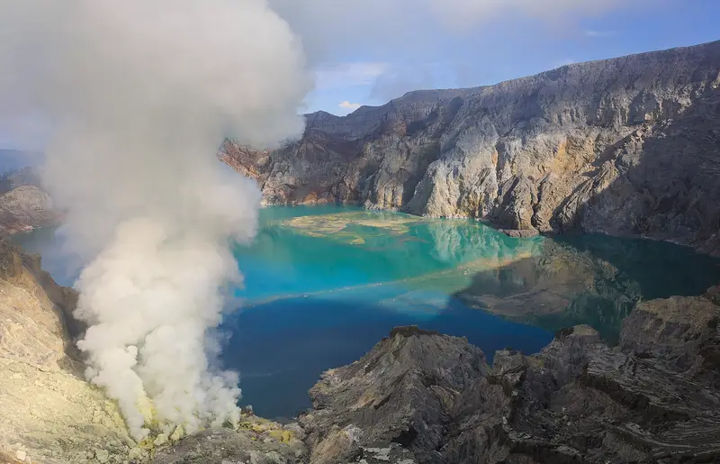 Acid lake on the crater floor